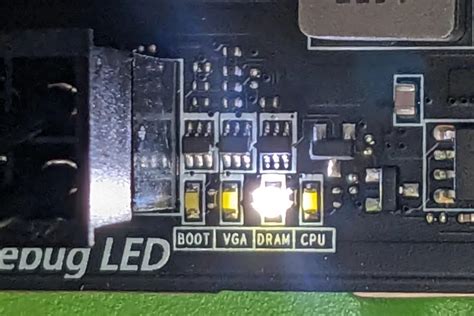 cpu and dram light on motherboard